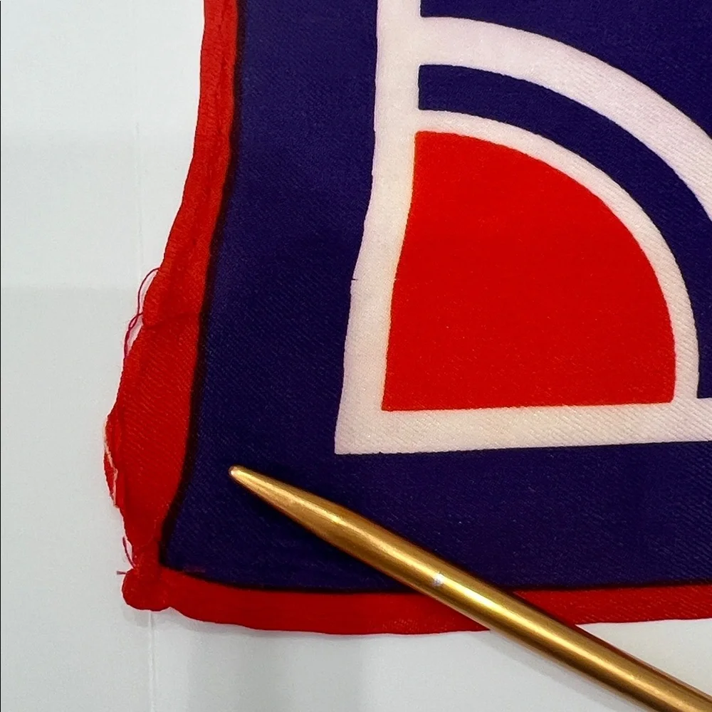 Vintage Vera Neumann Square Geometric Red and Blue Scarf 23” Square circles